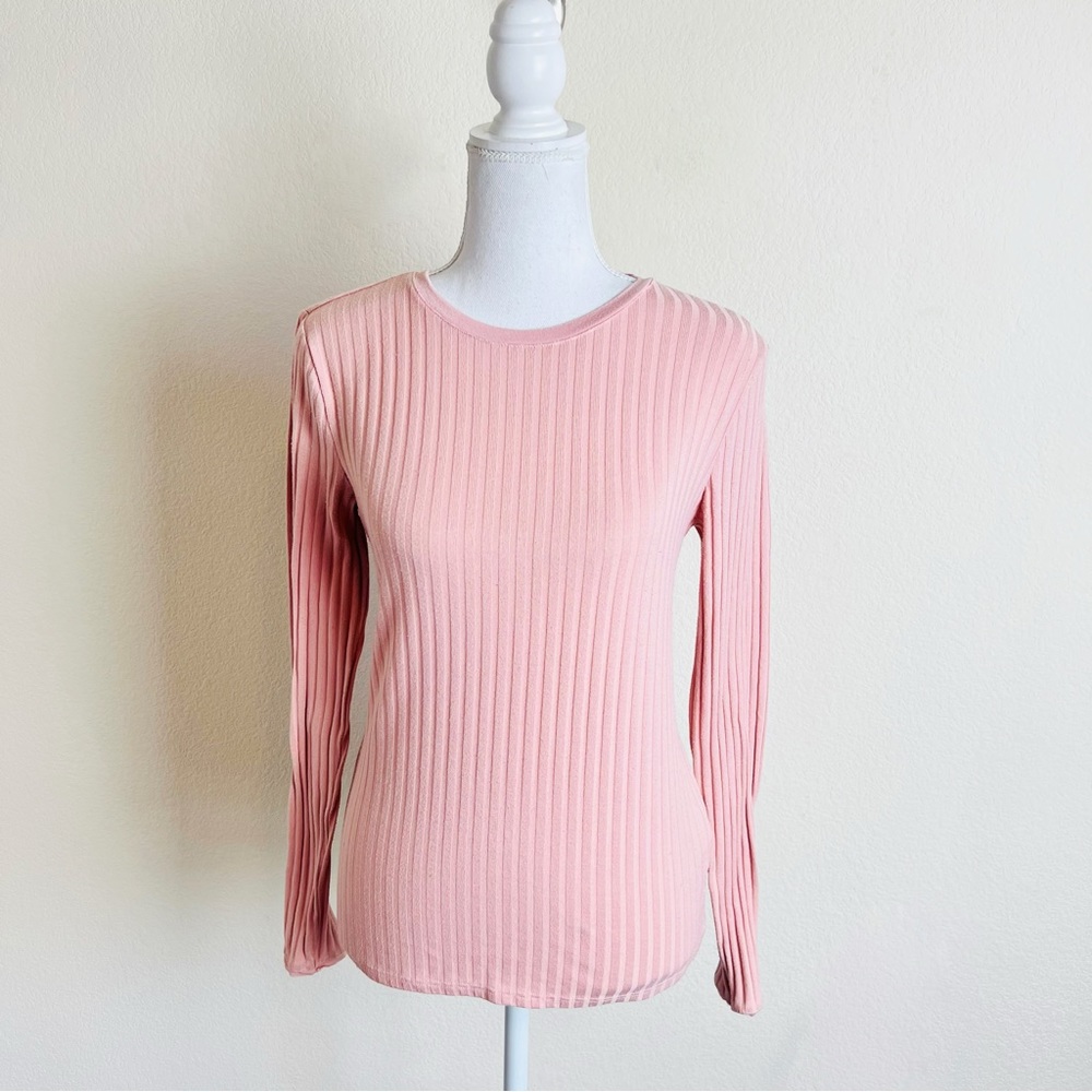 Zara Collection Basic Ribbed Blush Pink Long Slee… - image 1